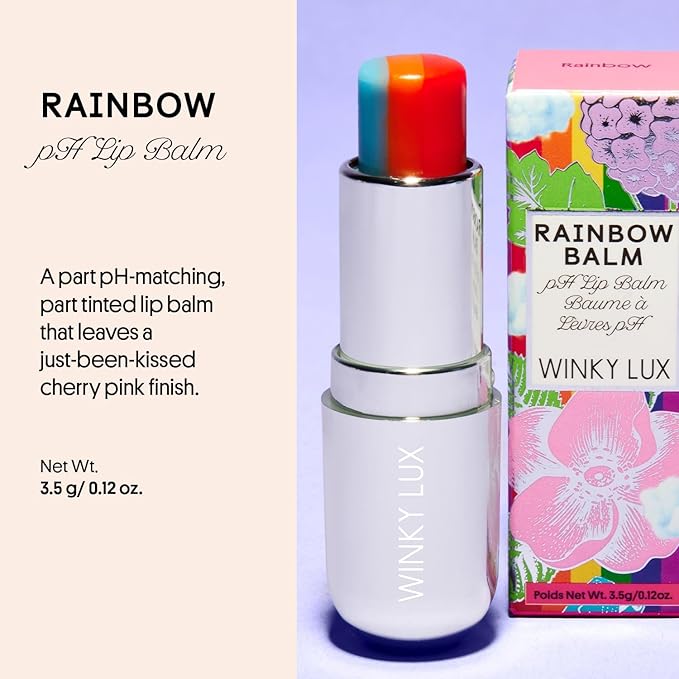 Winky Lux Rainbow Tri-Color Tinted Lip Balm – Hydrating Lip Care with Jojoba Oil & Vitamin E, Sheer Pink Tint, Moisturizes and Softens Dry Lips-Velvo Beauty