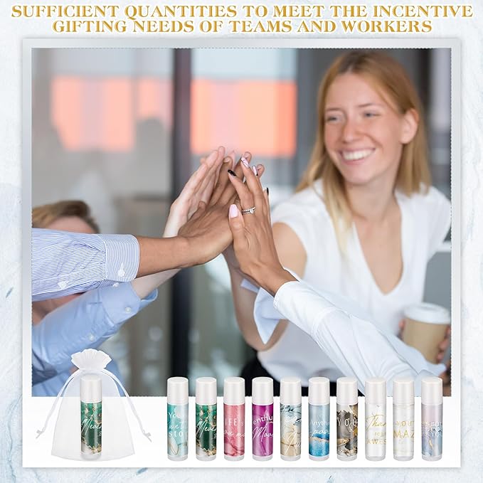 50 Sets Inspirational Lip Balm Gifts Moisturizing Lip Balm Bulk Thank You Lipstick for Guest 5 Flavors Marble Style Lip Balm with Organza Bags for Family Reunion Favor Women Stocking Gift Stuffers-Velvo Beauty