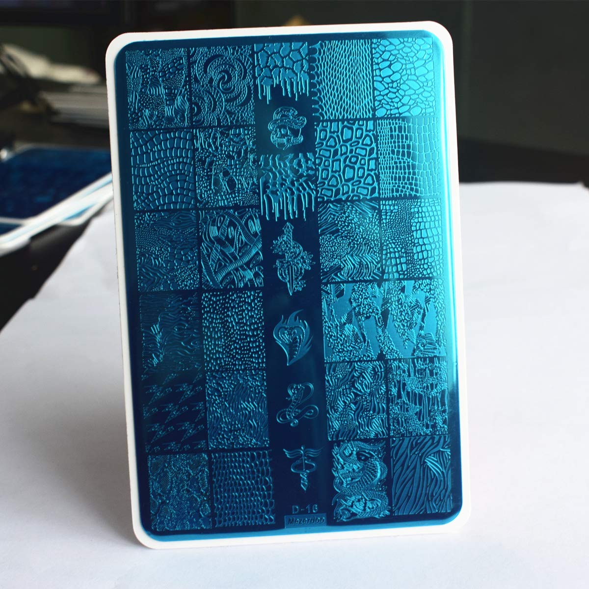 2Pcs Snakeskin Pattern Nail Stamping Template Cute Facial Expression Feather Nail Design Stamping Plate Skull Leopard Nail Art Image Plate 14.5×9.5cm Stainless Steel Nail Stencil Tools-Velvo Beauty