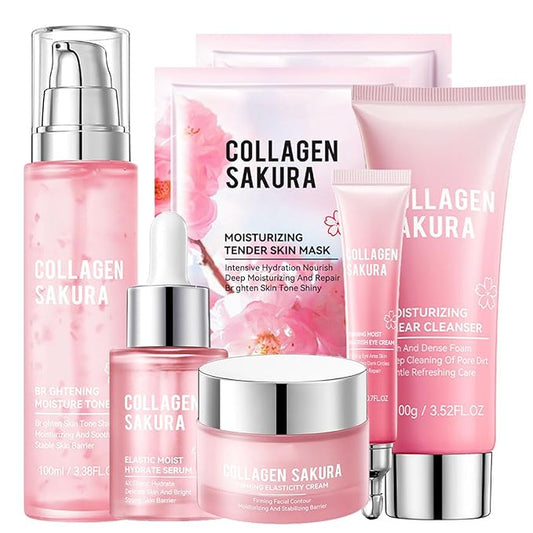 sakura skin routine kit for women - facial skin care sets & kits - skin care bundle - Moisturizing, ‌ firming skin, ‌ deep cleaning-Velvo Beauty