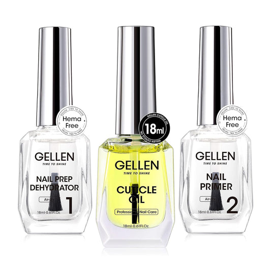 Gellen Nail Dehydrator, Primer, and Cuticle Oil 18ML - Hema-Free Acid-Free Nail Prep Base Varnish Manicure Bonder Liquid for Gel Polish Acrylic Salon Essential Gift-Velvo Beauty
