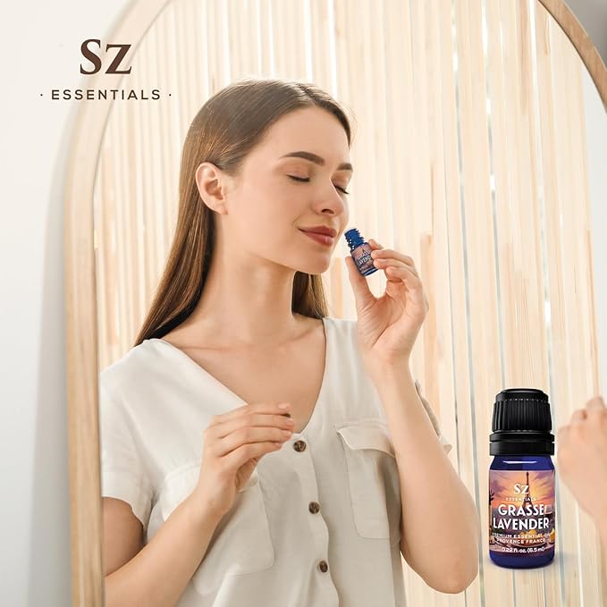 Grasse Lavender Essential Oil - France - Beautiful Floral Lavender Scent with Pine Notes - Lavandula stoechas - 100% Pure & Undiluted - Aromatherapy- Therapeutic Grade & Vegan 0.22 oz-Velvo Beauty