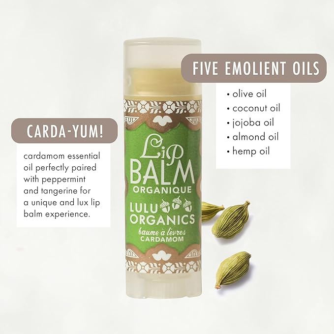 Natural Lip Balm, Nourishing and Moisturizing Premium Lip Care, Handmade Hydrating Lip Balm, Lip Treatment for Dry and Cracked Lips, Repairing and Fragrance Free - Cardamom - 0.15oz-Velvo Beauty