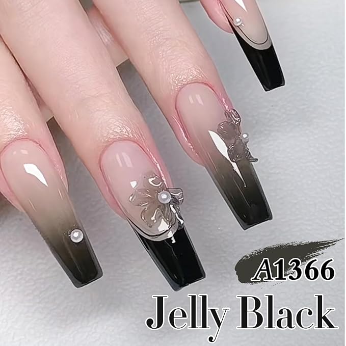 Double Rhythm 0.5Oz Translucent Gel Polish Sheer Neutral Natural Light Milky Same Color Same Bottle 15ML Jelly Gel Polish Nail Art DIY at Home (Black-A1366)-Velvo Beauty