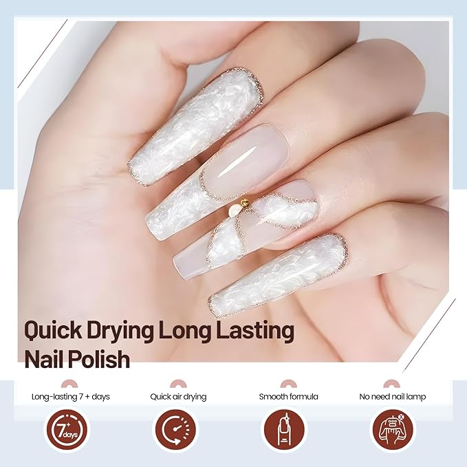 10ml Glitter Nail Polish Set 6 Colors Glitter Effect All Seasons Neutral Color Quick Dry Nail Polish Set for Women Salon DIY Nail Art-Velvo Beauty