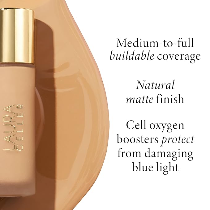 LAURA GELLER Double Take Liquid Foundation | Medium to Full Coverage, Natural Matte Finish, Medium-Velvo Beauty