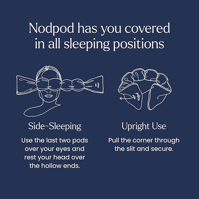 Nodpod Gentle Pressure Silk Sleep Mask | Patented Light Blocking Design for Sleeping, Travel & Relaxation | Bead Filled, Machine Washable (Sapphire)-Velvo Beauty