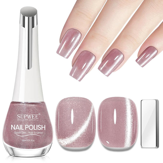 Cat Eye Nail Polish Non Gel Quick Dry Glitter Cat Eye Nail Polish with Magnetic Toe Fingernail Air Drying Fast Lacquer Manicure Gift For Women Girls 16ml, 0.54fl oz-Velvo Beauty