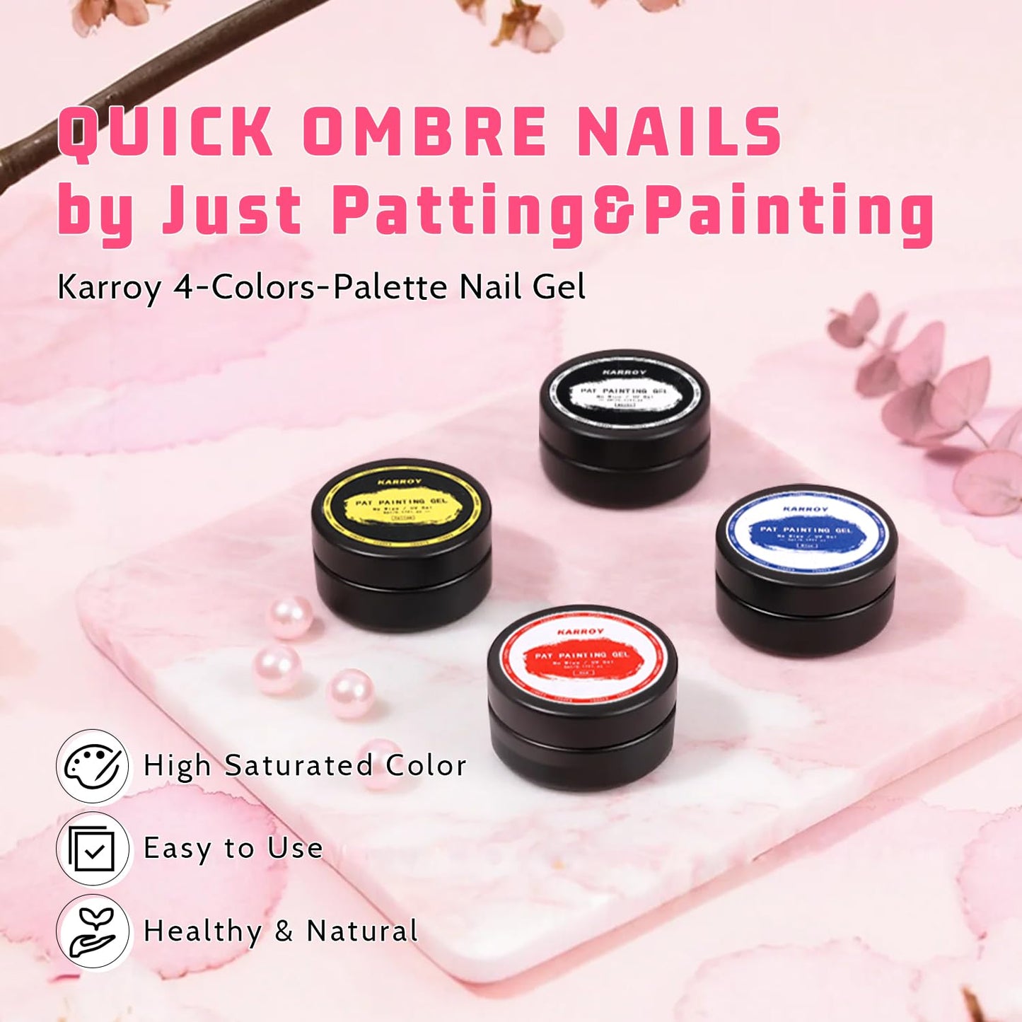 Sponge Patting Painting Nail Gel Set, 50PCS Sponges with Grabber for Ombre Gradient Nails, Blending Mixing Colors Blue Red Yellow, Aurora Nails Art Design (50Sponges & Grabber & 3PrimaryColors)-Velvo Beauty