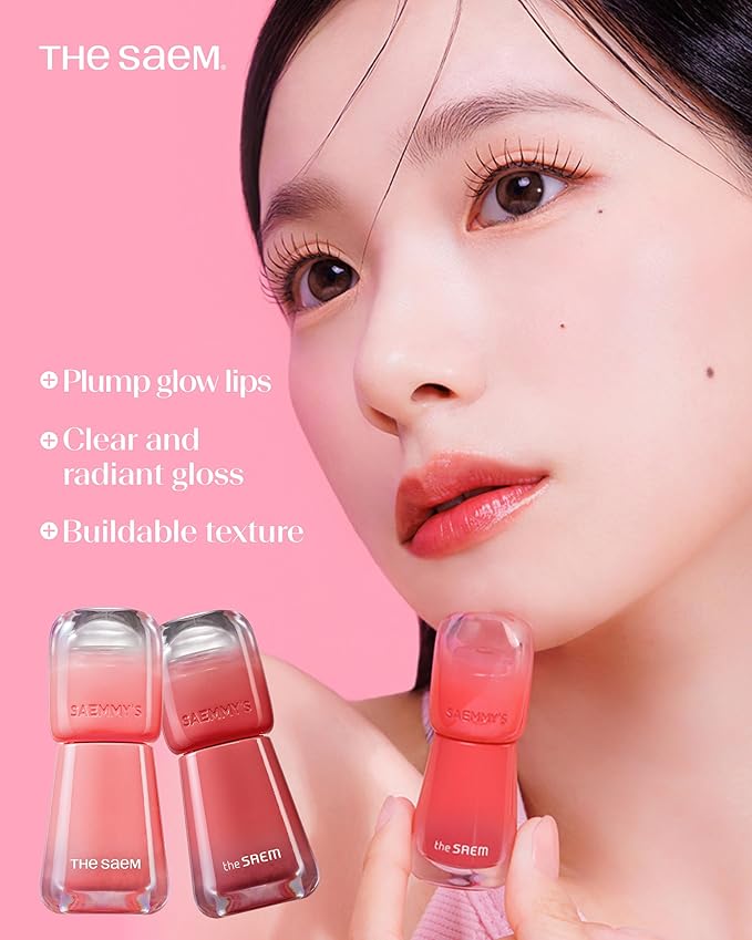 THESAEM Saemmy's Ade Shot Tint - Korean Lip Tint, Water Gel Lip Stain with Plump Glowy Moisturizing Finish, Buildable Radiant Gloss, Long-Lasting Comfort, 0.1 fl.oz. (09 Pink Lemon)-Velvo Beauty