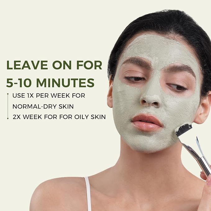 Purifying Green Tea Mask, Natural Facial Clay Mask Deep Pore Cleansing with Green Tea Extract and Portulaca Extract, for Clogged Pores, Detoxifies & Balance Oil, 3.52 fl.oz-Velvo Beauty