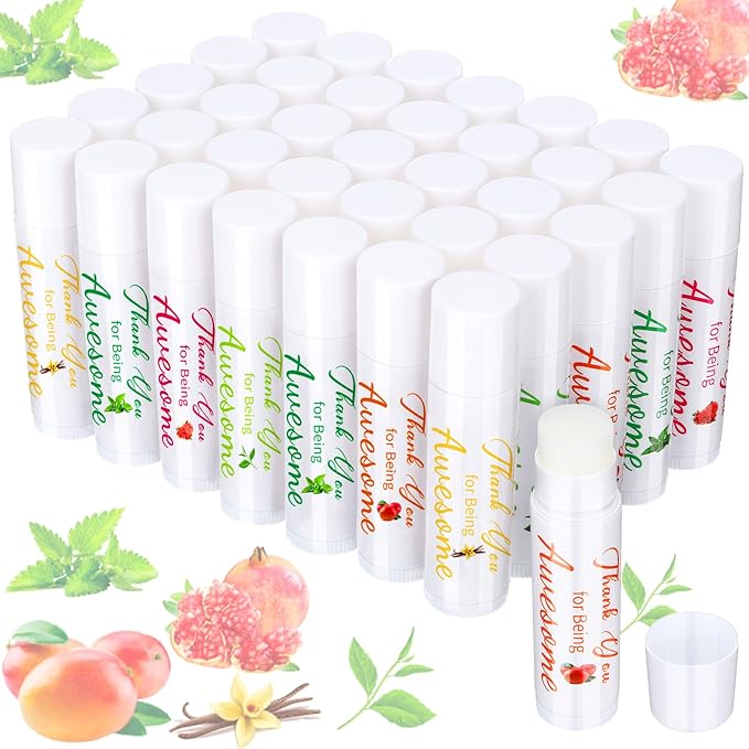 Sinmoe Lip Balm Gifts Thank You for Being Awesome Lip Moisturizer Assorted Flavors Bulk Gifts Beeswax Natural Ingredients Dry Chapped Lip Care Product for Coworkers Women Friend(35 Pack)-Velvo Beauty
