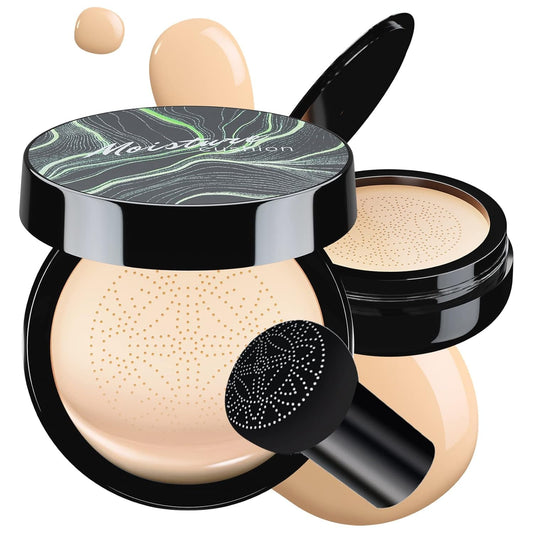 Mushroom Head Air Cushion CC Cream - BB Cream Foundation Makeup Moisturizing Concealer Long-Lasting, Cushion Foundation Full Coverage Self Adjusting for Mature Skin & All Skin Types(Ivory)-Velvo Beauty