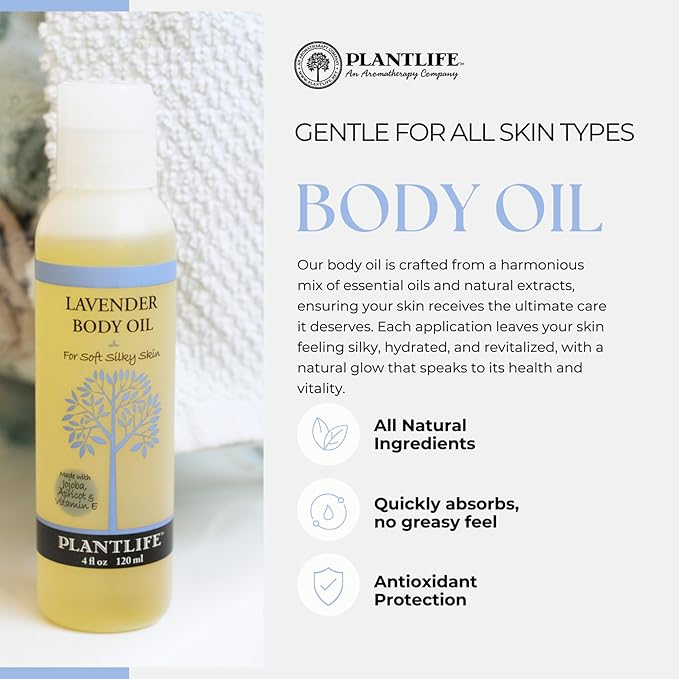 Plantlife Lemongrass Body Oil - Moisturizing Natural Body Oil for All Skin Types - Nourishing Dry Skin and Making It Feel Soft and Silky for Women & Men - Bath, Body & Massage Oil - 4oz-Velvo Beauty