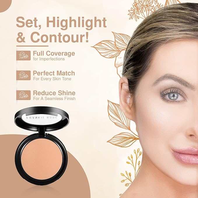 Frankie Rose Cosmetics Powder Foundation – Full Coverage Face Powder For Pores & Imperfections, Evens Out Skin Tone & Shine-Control | 58 Grams (Vintage)-Velvo Beauty