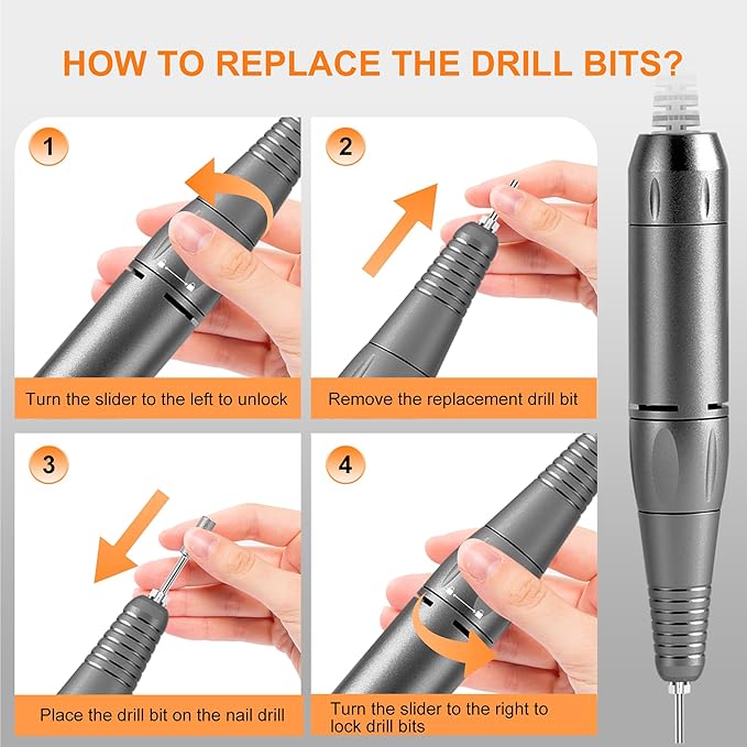 Professional Electric Nail Drill File:COSYGLOW Glitter Portable Cordless E-File Nail Drill Kit with 11 Drill Bits,30000 RPM Rechargeable Nail Drills Machine for Acrylic Nails Gel Polishing(Black)-Velvo Beauty