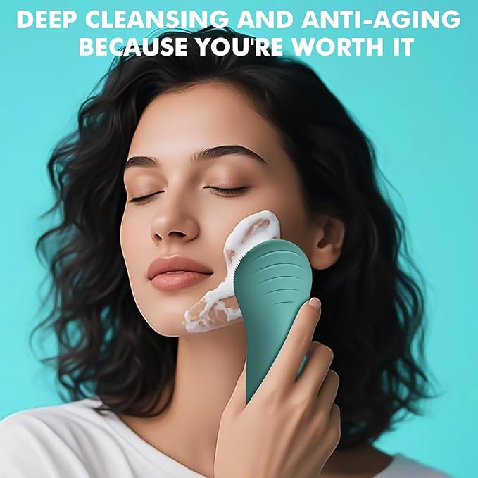 LZP Face Scrubber Facial Cleansing Brush Silicone Face Scrubber Exfoliator for Men & Women, Rechargeable Electric Facial Brushes for Cleaning and Exfoliating, Waterproof Face Scrub Brush-Velvo Beauty
