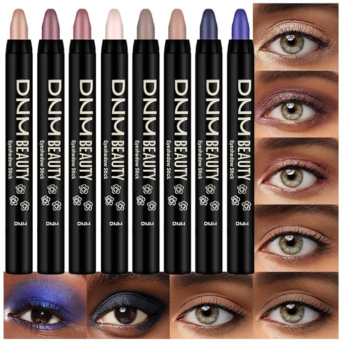 Kaely 8Pcs Cream Eyeshadow Stick Set, Sand Orchid Rose Desert Ginger Caramel Midnight Blue Blue, Matte Shimmer Eyeliner Pencil Eye Shadow Sticks Palette Makeup for Older Women, sombras para ojos 04-Velvo Beauty