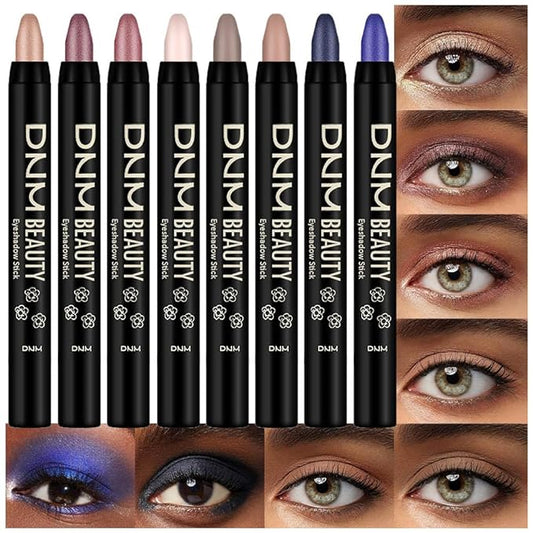 Kaely 8Pcs Cream Eyeshadow Stick Set, Sand Orchid Rose Desert Ginger Caramel Midnight Blue Blue, Matte Shimmer Eyeliner Pencil Eye Shadow Sticks Palette Makeup for Older Women, sombras para ojos 04-Velvo Beauty