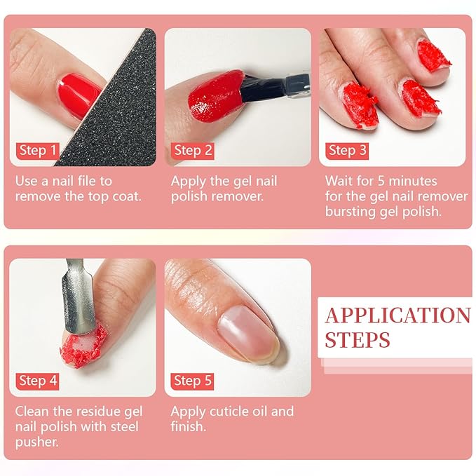 JODSONE Gel Nail Polish Remover 2Pcs Gel Nail Polish Remover 3-5 Minutes Gel Remover Quick-Velvo Beauty