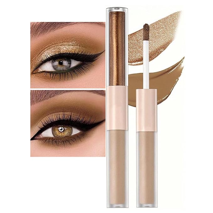 Coco Brown Matte Liquid Eyeshadow Glitter Double Ended Metallic Eyeshadow Sticks For Eyes Pencil Primer Base Quick Drying Waterproof Long Lasting Highlight Stick And Shadow Pen Eye Makeup（#3）-Velvo Beauty