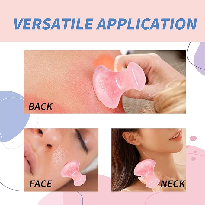 Mushroom Gua Sha Natural Rose Quartz Aventurine Gua Sha Mushroom Face Massager Stone for Eye Neck Beauty Spa Relaxing Massage Stone Facial Massage Spa Relaxing Meditation Guasha Scraping Massage Tool-Velvo Beauty