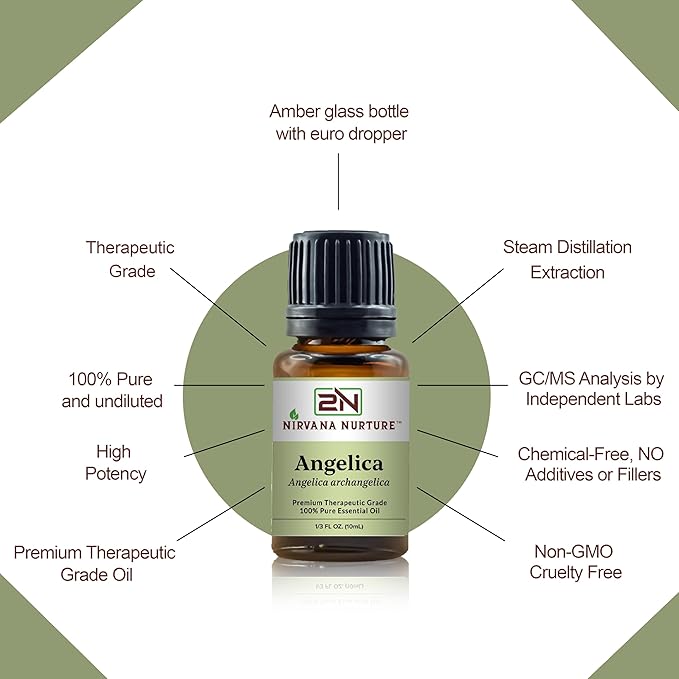 Angelica Essential Oil 100% Pure Premium Therapeutic Grade, Undiluted - Aromatherapy Diffuser for Calm and Relaxation, Skin Care, Hair Care-Velvo Beauty