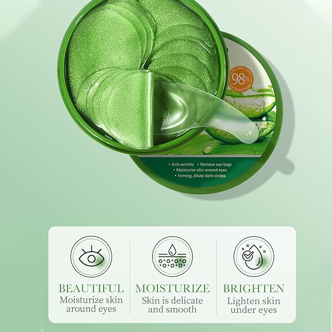 Under Eye Patches for Dark Circles, Puffiness and Eye Bags, Aloe Vera Eye Mask,Wrinkle Treatment Anti-Aging Rejuvenating Moisturizing Skin Care 60PCS Collagen Eye Gel Pads Anti-Wrinkle Eye Patches-Velvo Beauty