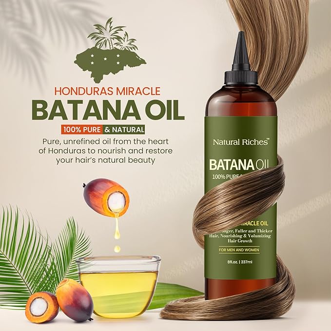 Natural Riches Unrefined Organic Batana Oil, 8 fl oz, 100% Pure & Natural, Cold pressed Honduras Miracle Oil for Hair Growth.-Velvo Beauty