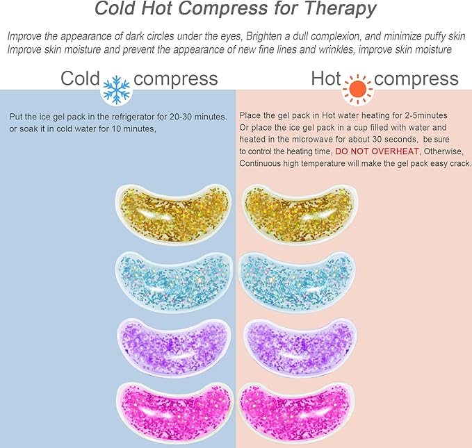 Under Eye Patches for Puffy Eyes, Reusable Ice Gel Eye Pads Cooling Eye Patch Hot Cold Therapy Eye Mask 10Pack-Velvo Beauty