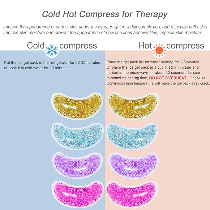 Under Eye Patches for Puffy Eyes, Hot Cold Treatment Cooling Gel Eye Pads Eye Mask for Wrinkles Dark Circles Puffiness Eye Bags 6PCS-Velvo Beauty