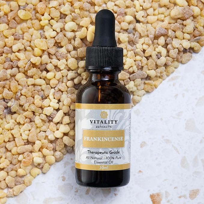 Vitality Extracts Frankincense Essential Oil - 30ml, Boswellia Serrata, Aromatherapy, Skin Care, Natural Calm, Stress Relief, Yoga, Comfort-Velvo Beauty