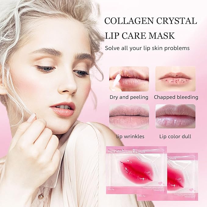 30 pieces of Moisturizing Collagen Crystal Lip Mask - Anti-Ageing & Anti Chapped, Reduce lip Wrinkles, Fade Lip Color, Make Skin Smooth And Firm Collagen Lip Pieces (Rose)-Velvo Beauty