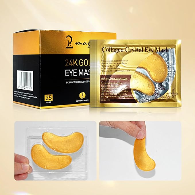 Under Eye Patches 25 Pairs, Golden Eye Mask with Amino Acid & Collagen for Puffy Eyes, Dark Circles,Bags and Wrinkles with Collagen-Velvo Beauty