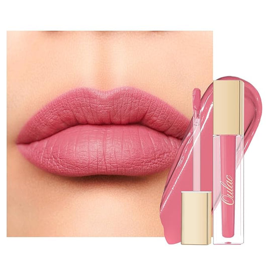 Oulac Matte Pink Lipstick for Women, Long Lasting Liquid Lip Stick High Impact Lip Gloss Full Coverage Lip Makeup with Vitamin E Waterproof Formula,Vegan M33-Velvo Beauty