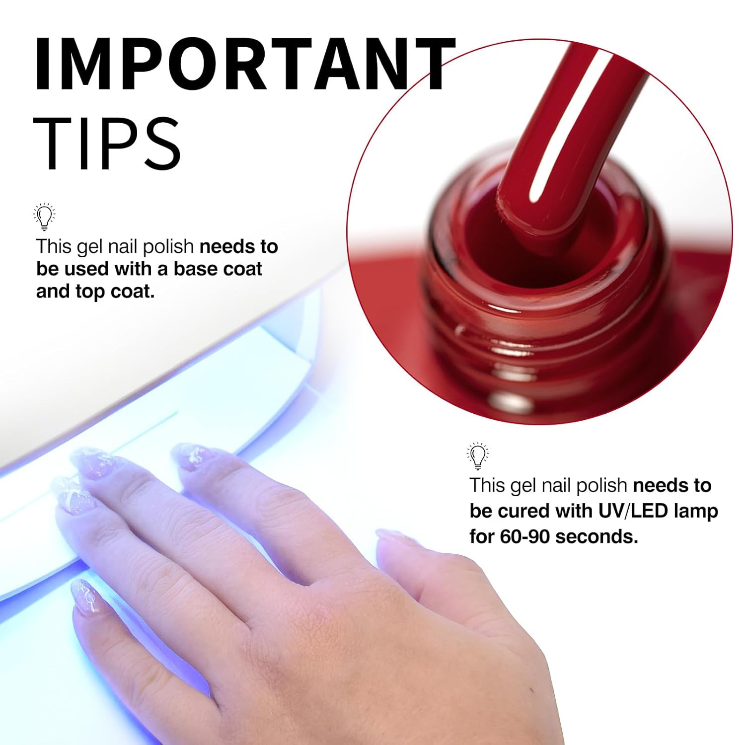 CANNI Red Gel Polish, 1Pcs Deep Dark Red Color Nail Polish Gel High Gloss Soak Off UV French Nail Manicure Salon DIY-Velvo Beauty