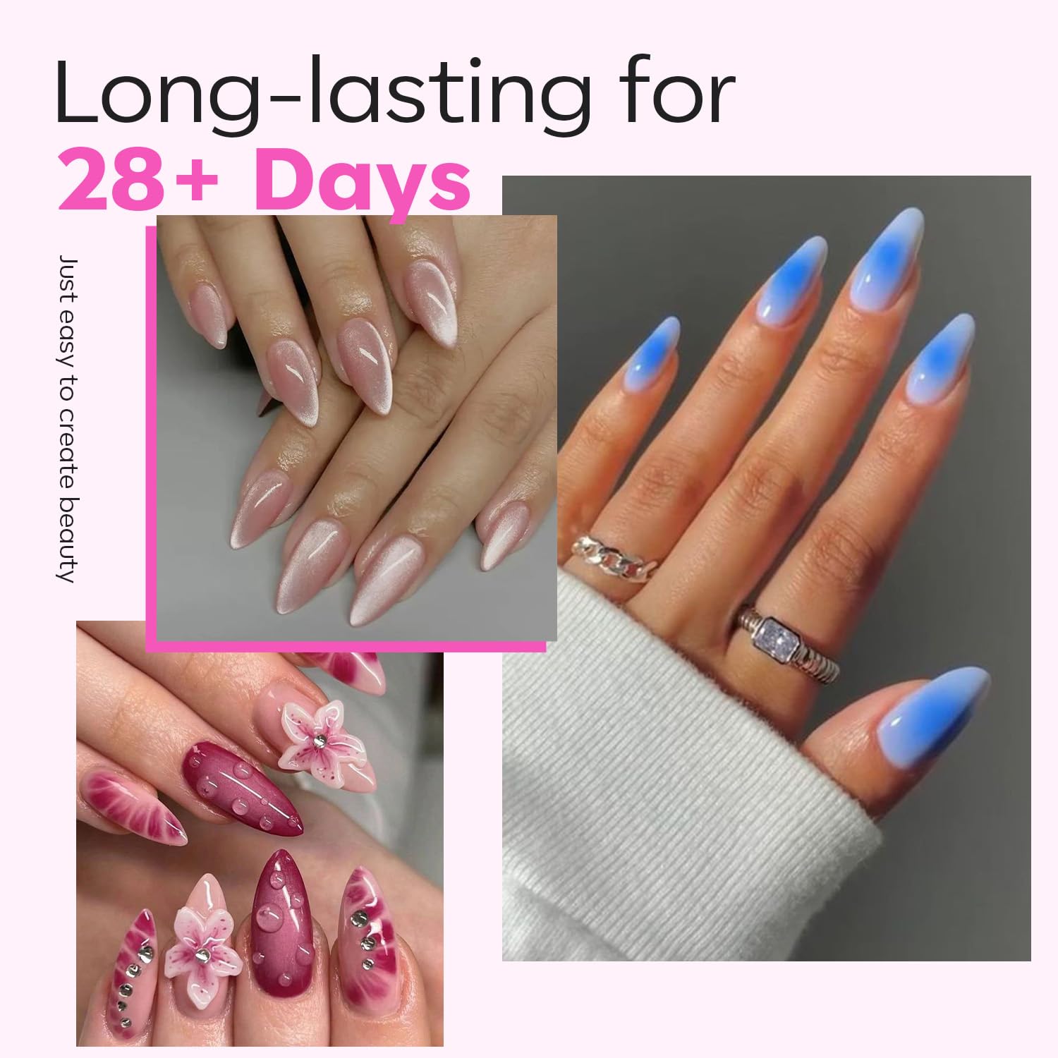 modelones Pointed Almond Nail Tips, Medium Pre-shaped Soft Gel Tips Fake Nails False Acrylic Clear Full Cover Press on Extension Gel Kit Manicure DIY at Home 216PCS 12Sizes-Velvo Beauty