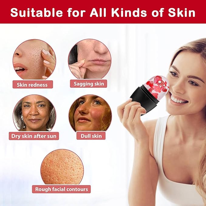 XHJRI Ice Face Roller Massager,Ice Cube Roller for Face, Eyes and Neck Naturally Conditioning and Skin Care,De-Puff Eye Bags,Reduce Migraine Pain,Reusable Massage Silicone Ice Mold (New Black White)-Velvo Beauty