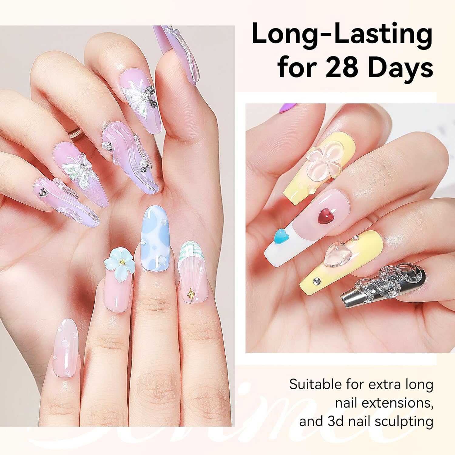 Solid Builder Gel and 15g Rhinestones Glue, Sculpting Gel for Nail Art Clear Non-Stick Hand For Modeling, Sculpture, Nails Extension UV/Led Manicure DIY At Home-Velvo Beauty