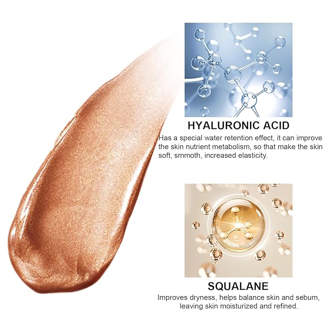 Natural Glow Liquid Filter Makeup, Longwear Face Luminizer, Complexion Booster For Any Part of the Body, Liquid Highlighter with Brush Kit, Infused Hyaluronic Acid, 1.06 fl oz (#05 MEDIUM/TAN)-Velvo Beauty