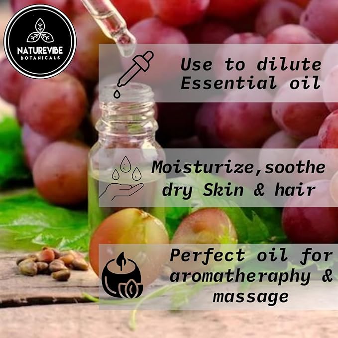 Naturevibe Botanicals Grapeseed Oil 32 Ounces | 100% Pure and Natural | Great for Skin Care and Hair Care-Velvo Beauty