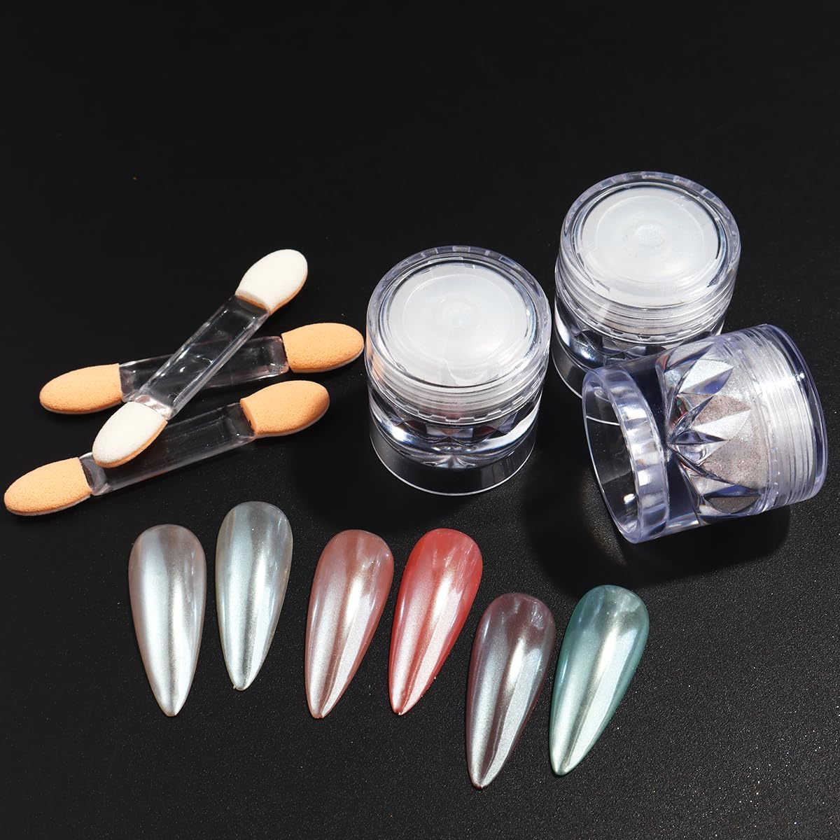 3Pcs Moonlight White Pearl Chrome Nail Powder, Super Glossy Clear Mirror Effect Holographic Pearl Nail Glitter Powder, Neon Ice Aurora Shimmer Sugar Pigment Dust for Nails Art Design-Velvo Beauty