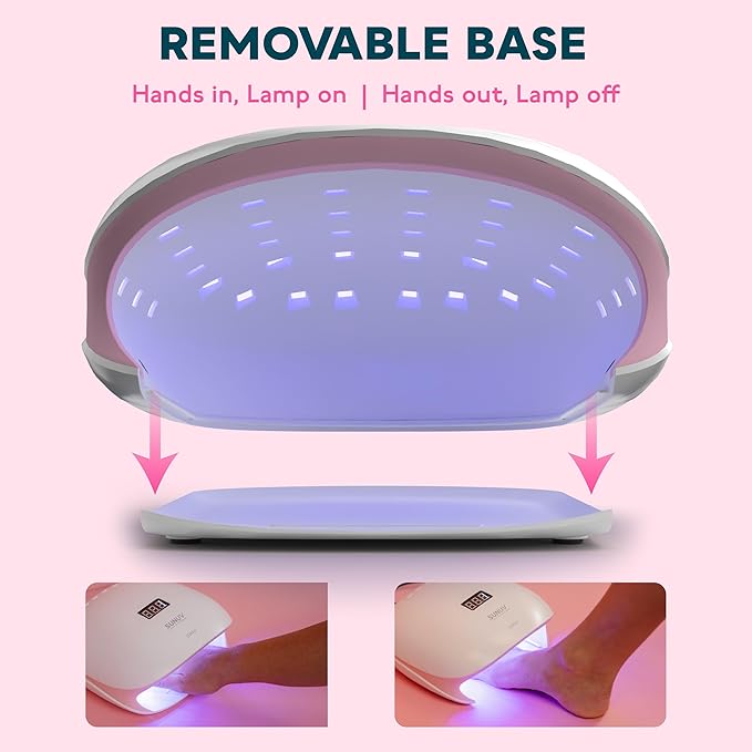 SUNUV LED UV Nail Light, UV Lamp for Gel Nails Polish with 4 Timer Settings, LCD Display Removable Base, SUN4S Pink-Velvo Beauty