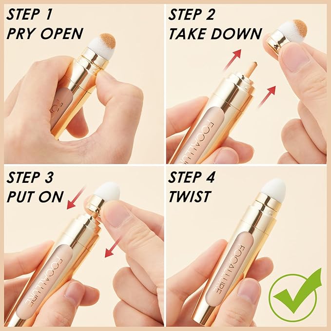 FOCALLURE FIX CORRECTOR Concealer Stick, Full Coverage Concealer Makeup, Color Corrector for Dark Circles, Including Replaceable Applicator, NE02 SHORTBREAD-Velvo Beauty