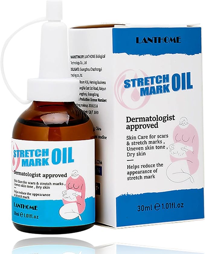 Stretch Mark Pregnancy Massage Oil, Stretch Mark Oil, Skincare Oil for Improve Stretchmarks, Pregnancy Skin Care Fade Stretch Marks, Body Moisturizer for Dry Skin, First Time Mom Gift 30 ml-Velvo Beauty