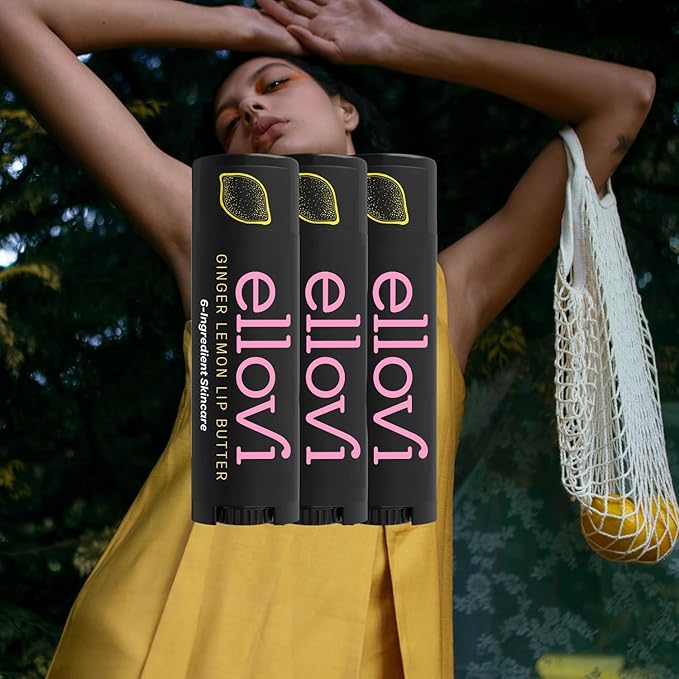 Natural Lip Butter Lip Balm - Ginger Lemon - Pure Enough to Eat - Made With Just 6 Vegan Ingredients - 100% Natural & Organic Moisturizing Lip Care for All Day Hydration (3-Pack)-Velvo Beauty