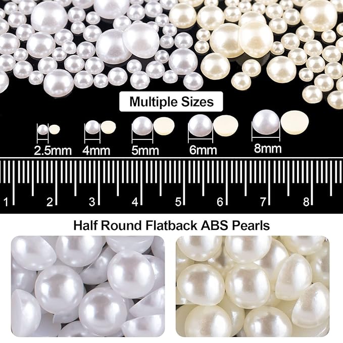 Flat Back Rhinestone+Half Round Pearl Kits Colorful Rhinestones+White&Beige Pearls With Quick Dry Makeup Glue+Picker Pencil+Tweezer For Nail Art And Face Make-up-Velvo Beauty