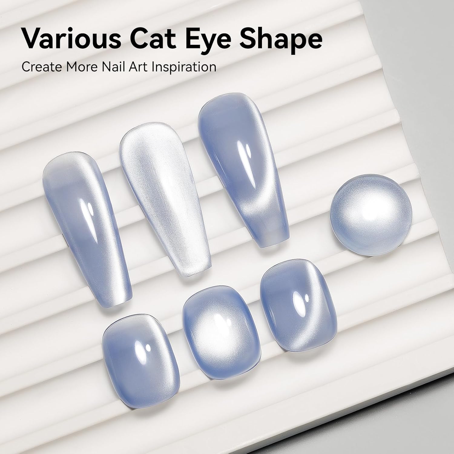 Cat Eye Gel Nail Polish Blue, Magnetic Cateye Gel Polish Sheer Blue Glitter Holographic With Magnet for Nail Salon DIY At Home-Velvo Beauty