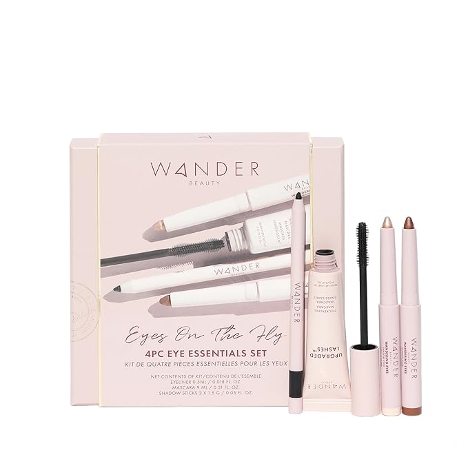 Wander Beauty Eyes on the Fly - 4 Piece Beauty Gift Set - Includes Skyliner, Upgraded Lashes Thickening Mascara, & 2 Wandering Eyes Cream Eyeshadow Sticks - Cruelty Free Natural Beauty Gifts-Velvo Beauty