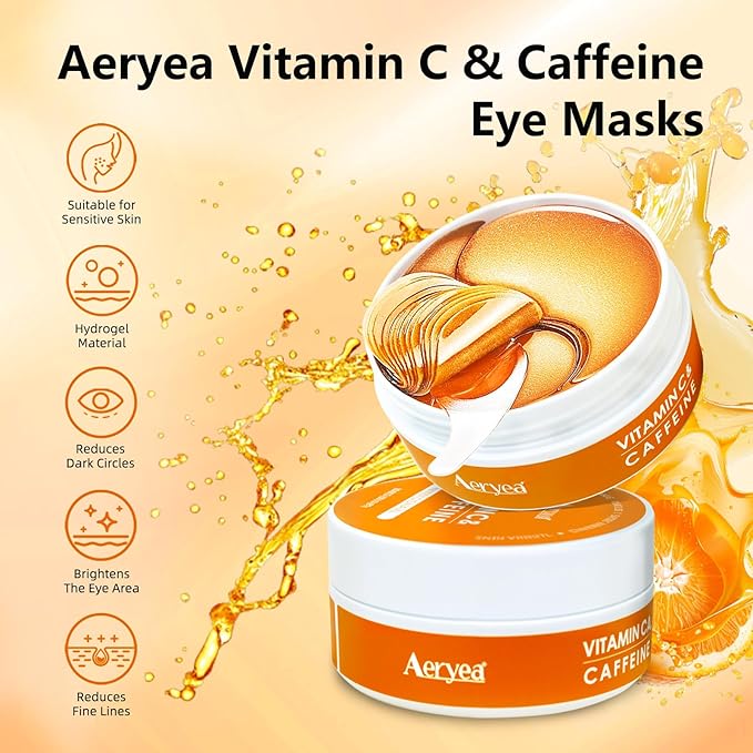 Under Eye Patches with Vitamin C & Caffeine 30 Pairs for Dark Circles, Fine Lines and Puffiness, with Niacinamide Hydra-Gel Collagen, Skin Care for Men & Women-Velvo Beauty